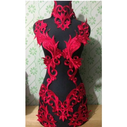 Pondok Gede Store Bordir Tempel Renda Tasik Cleopatra Merah Lace Embroidery
