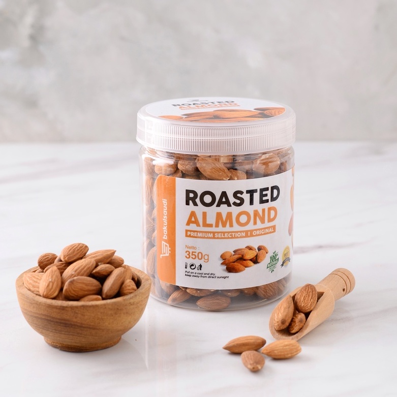 Kacang Almond Panggang Kupas Premium Organik Roasted Almond Original Natural