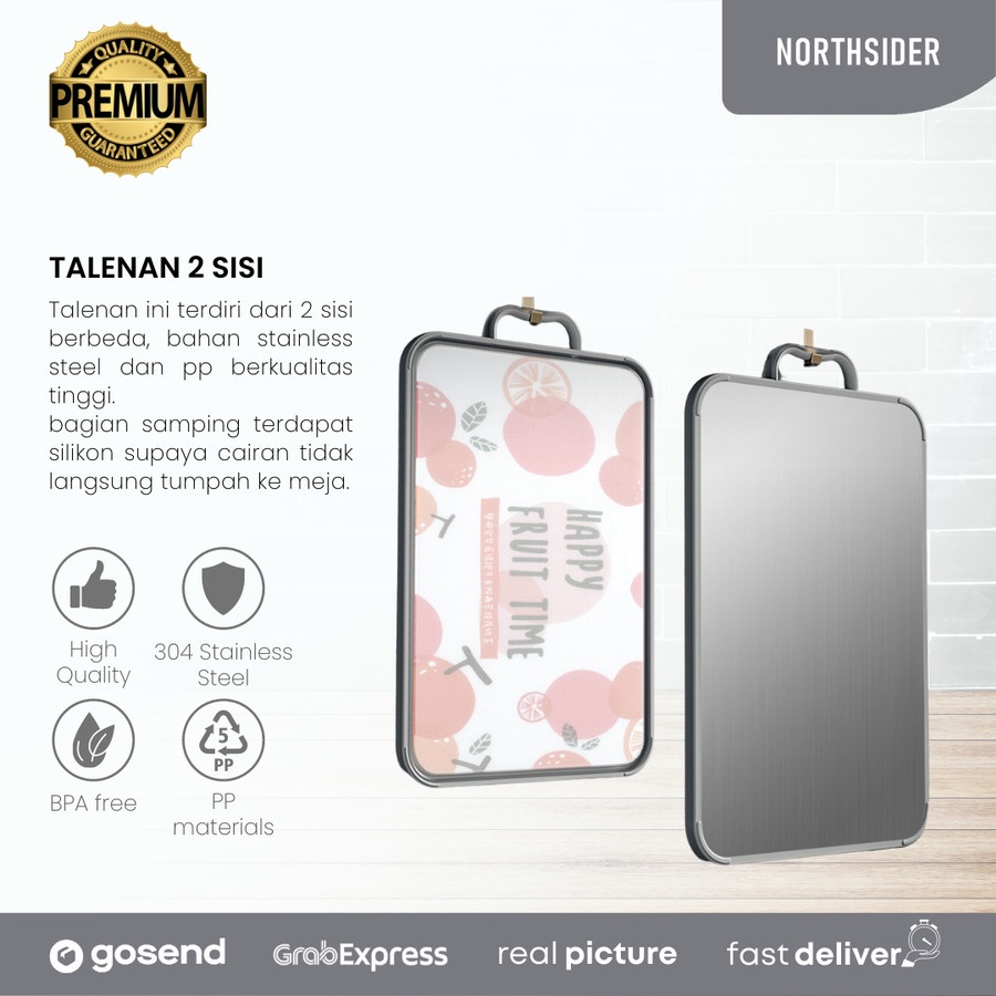 TALENAN 2 SISI TEBAL | CUTTING BOARD STAINLESS STEEL - PP