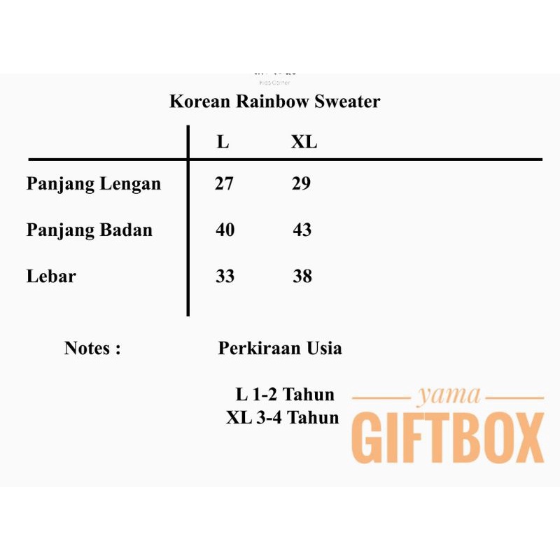 YAMA GIFTBOX SWEETER RAINBOW HAMPERS BAYI UNISEX