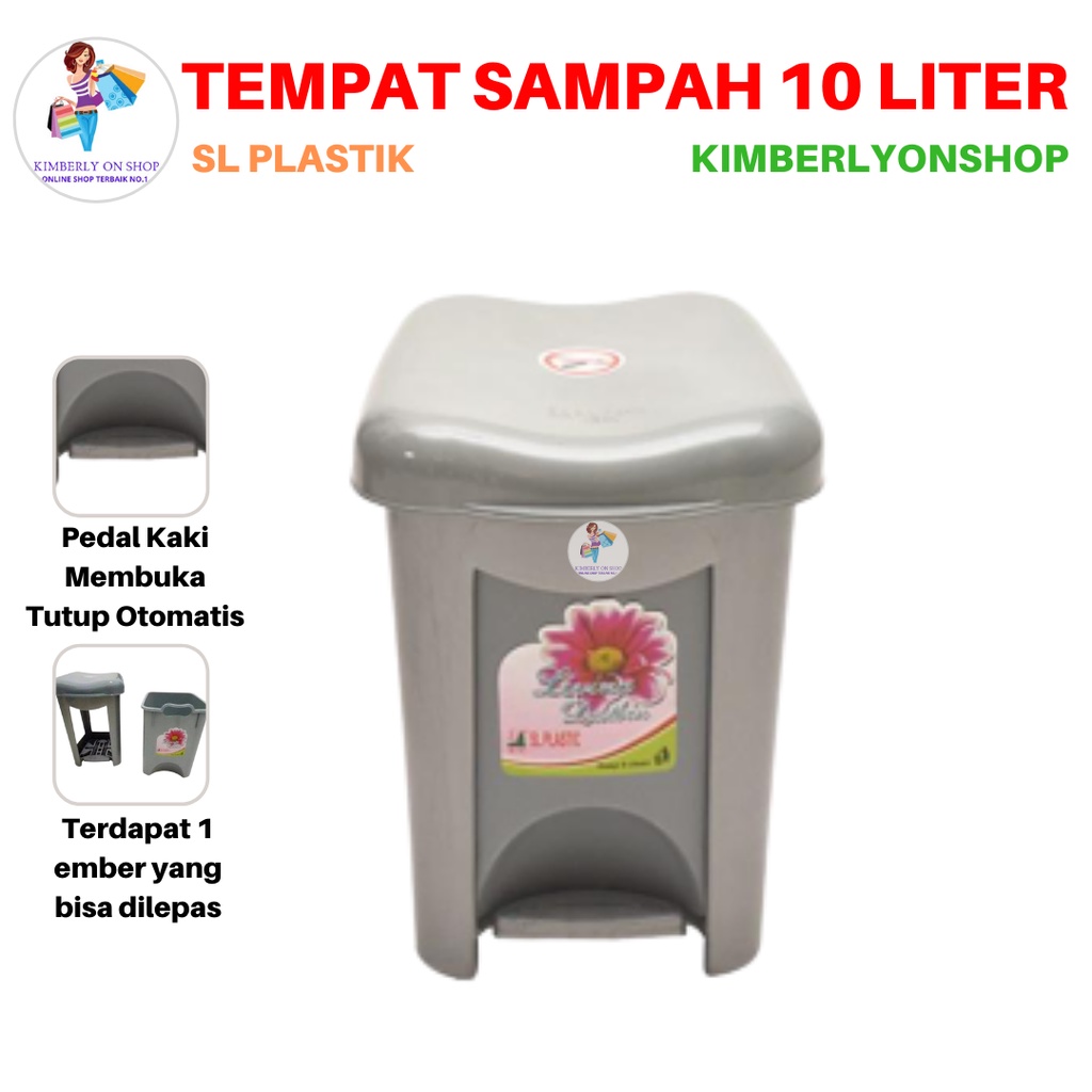 Tempat Sampah injek Livina Dust Bin 10 Liter Silver SL PLASTIC