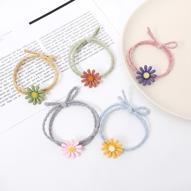 OSM JKT F5103 (1 PC) Ikat Rambut Elastis Bunga Daisy Gaya Korea / Karet Rambut  / Kunciran Rambut-4