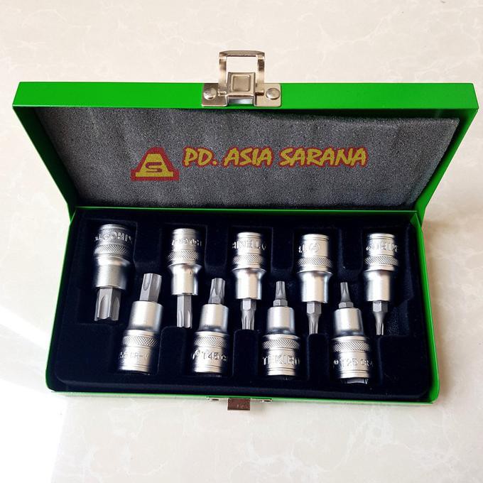 Sh3621 9 Pcs Star Socket Bit Set 12 T20 T60 Tekiro Mata Kunci Sok L Sajidin73