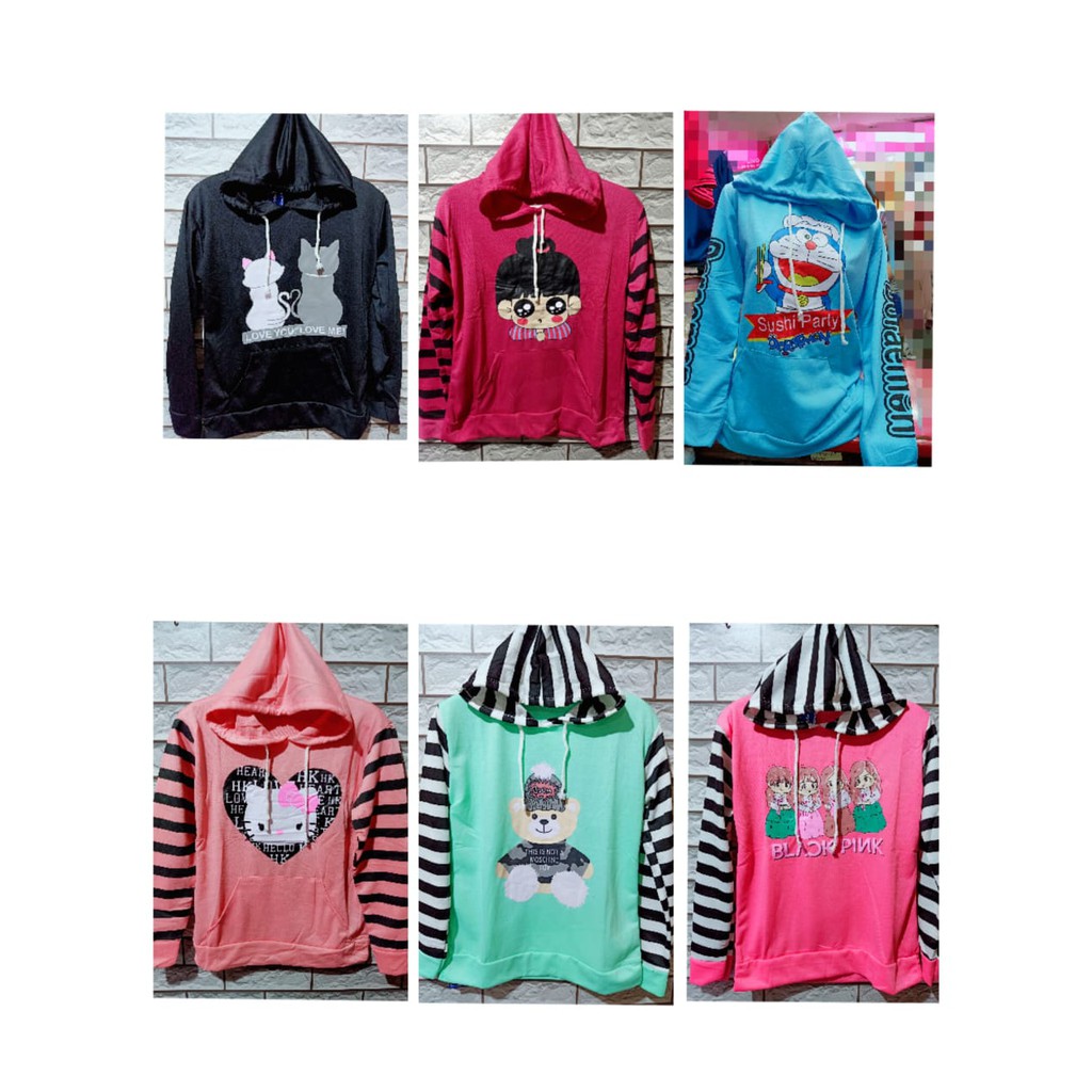 LEANA58 SWEATER HOODIE WANITA MOTIF RANDOM