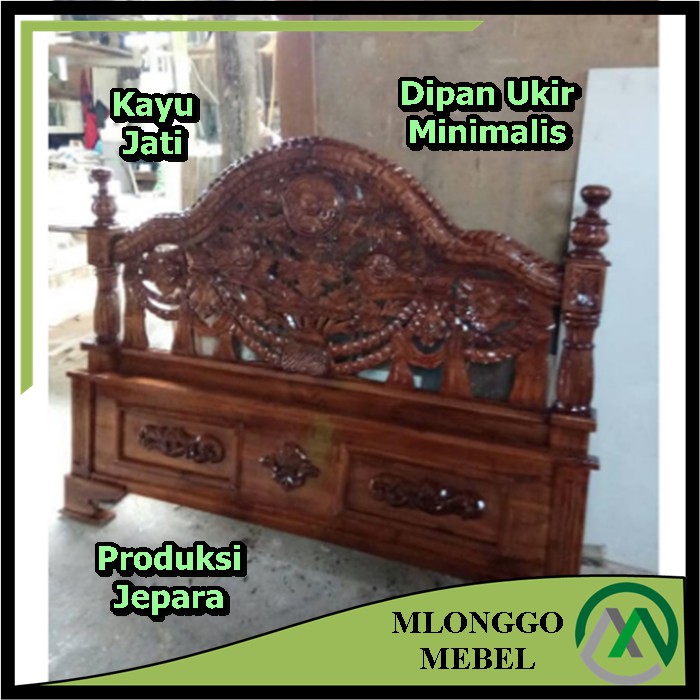 Dipan Tempat Tidur Kayu Jati Tipe Dipan Ukir Klasik Produksi Asli Jepara Full Kayu Jati Asli