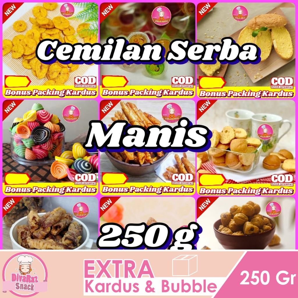 

Cemilan Serba Manis 250gram / Aneka Makanan Ringan - Divaraz Snack jajanan jadul jajanan jadul snack kiloan
