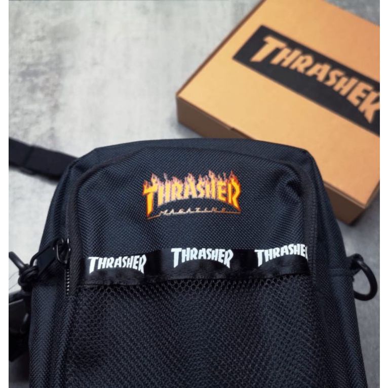 THRASHER MINI SLINGBAG BLACK FREE BOX TAS SELEMPANG PRIA DAN WANITA UNISEX