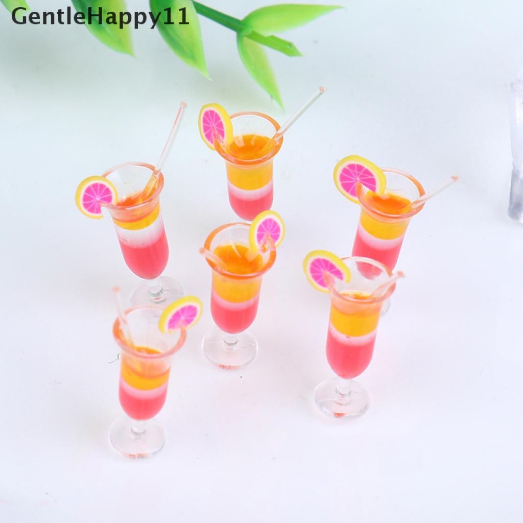 Gentlehappy 6Pcs / Set Mainan Miniatur Gelas Jus Skala 1: 12 Untuk Aksesoris Dapur Rumah Boneka