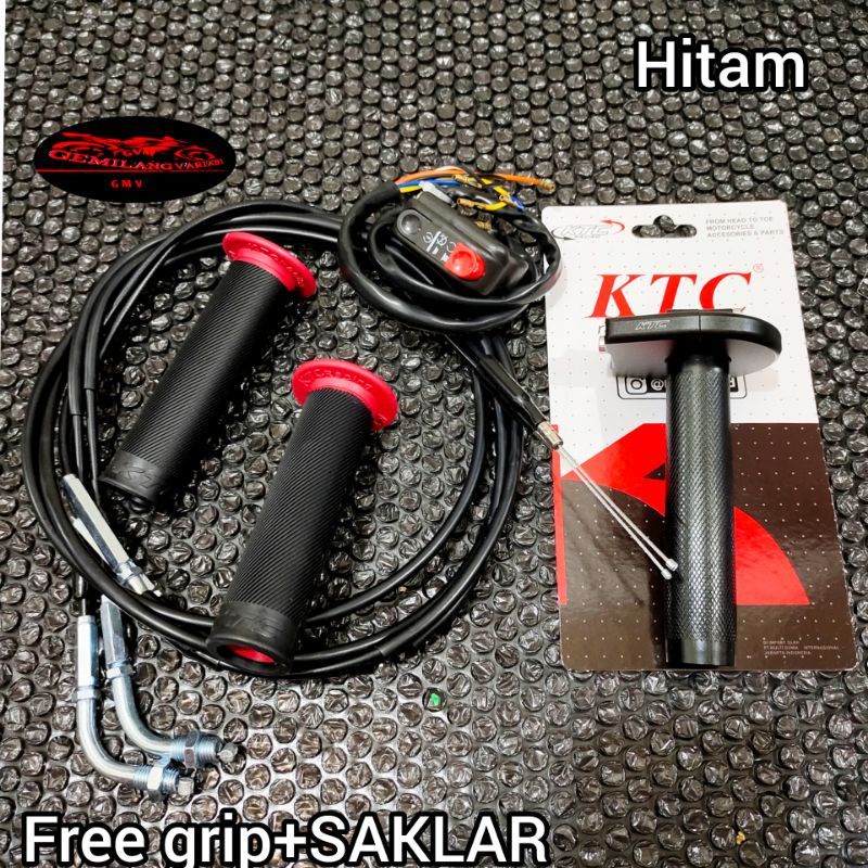 Gas Spontan 2 Kabel KTC Free Grip + Saklar Kanan Domino, Gass Pontan Matic Ktc kytaco Original Thailand + Saklar, Gas  Sepontan KTC Motor Nmax, Beat, Vario 125-150 New Old, Nmax 2020, AEROX, Vixion, Ninja 150 RR-R, CBR150R