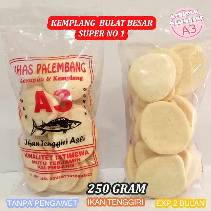 

KEMPLANG BESAR SUPER KERUPUK SUPER ASLI IKAN TENGGIRI KERUPUK IKAN KEMPLANG IKAN KHAS PALEMBANG 250G