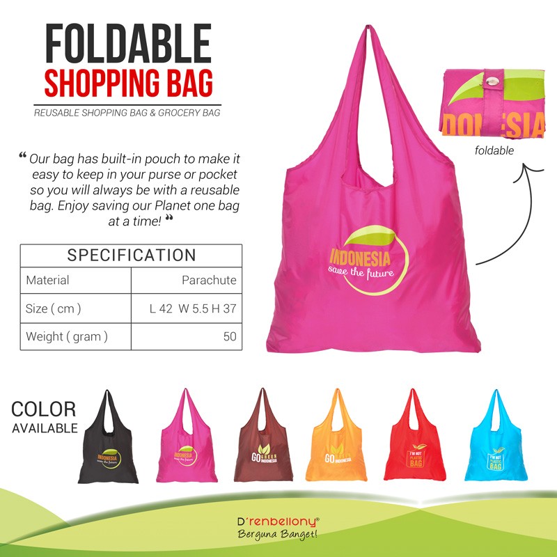 D renbellony Foldable Shopping  Bag Tas  Belanja Kantong 