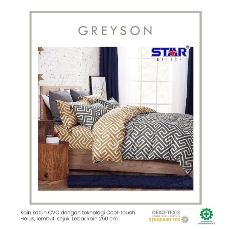 SPREI DAN BEDCOVER SET KATUN LOKAL STAR MOTIF GREYSON