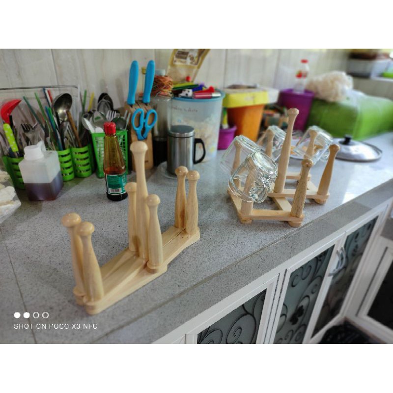 Rak Gelas Kayu / Tempat Gelas Kayu / Rak Gelas Cangkir / Mug Holder Kayu