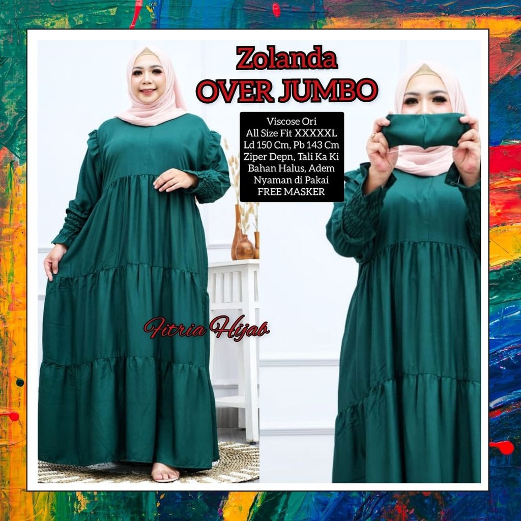 BISA COD LD 150 | LD 140 | LD 120 Baju Gamis Polos Rayon Viscose ZOLANDA OVER JUMBO