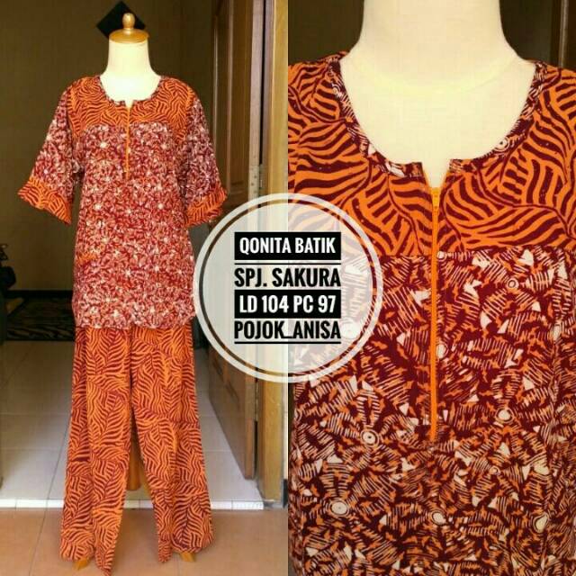 Daster Setelan Qonita Batik Halus (Resleting/Kancing/Busui)