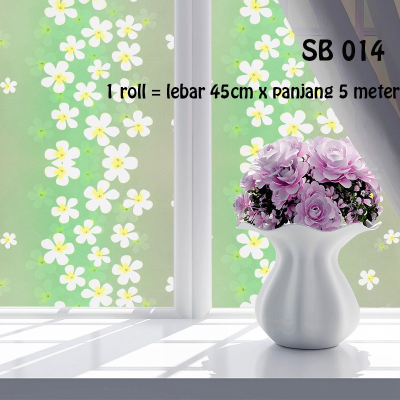 GD STIKER KACA UK 45CM X 5 METER SB 014 MOTIF BUNGA SAKURA HIJAU STICKER SETIKER WALLPAPER PINTU JENDELA KACA BUAT KAMAR MANDI DEKORASI DECOR DEKOR RUMAH WALPAPER SANBLAST WELPEPER SANBLAS SUNBLAST SUNBLAS LEMARI