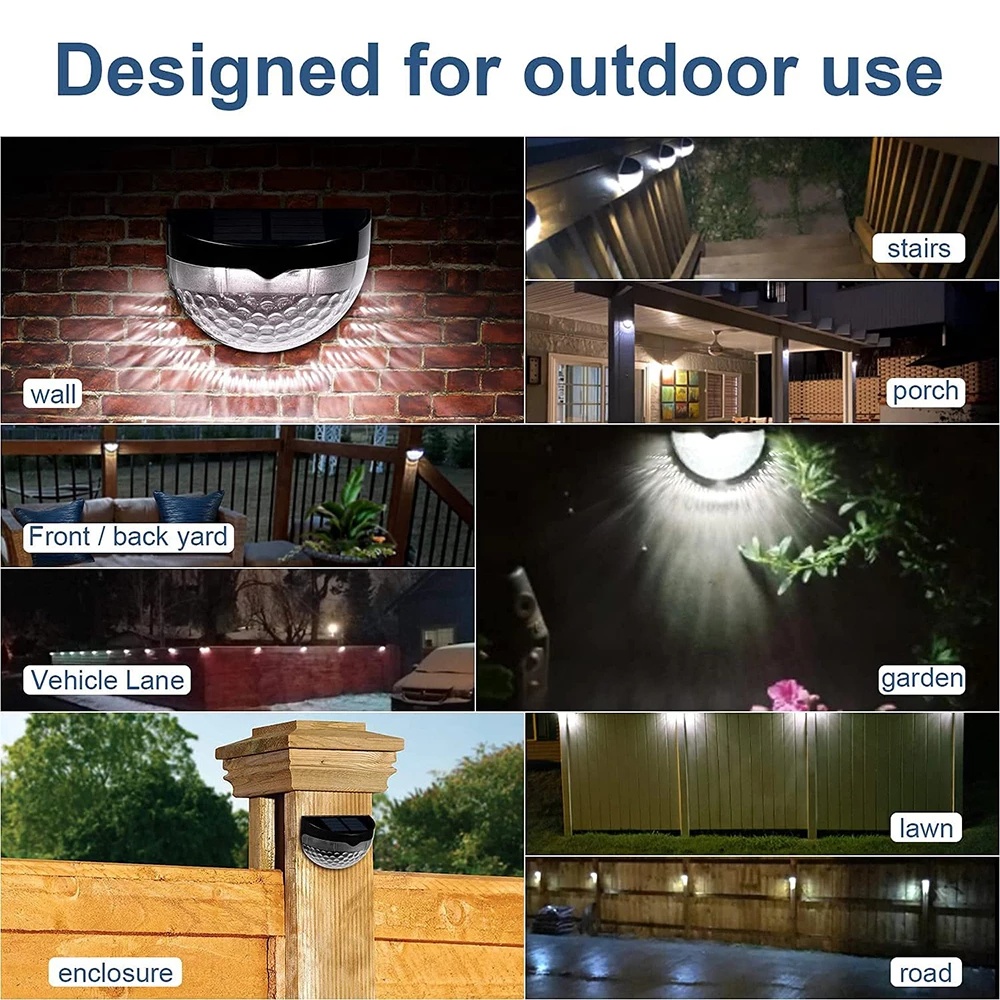 【Featured】Solar Fence Light 6LED Semicircular Table Ladder Light / Waterproof Solar Fence Lights Energy Garden Lamps/ Outdoor Waterproof Night Light for Garden, Patio, Yard, Garage/Water Drop Effect Wall Lamp Garden Lamp Corridor Lamp Staircase Lamp