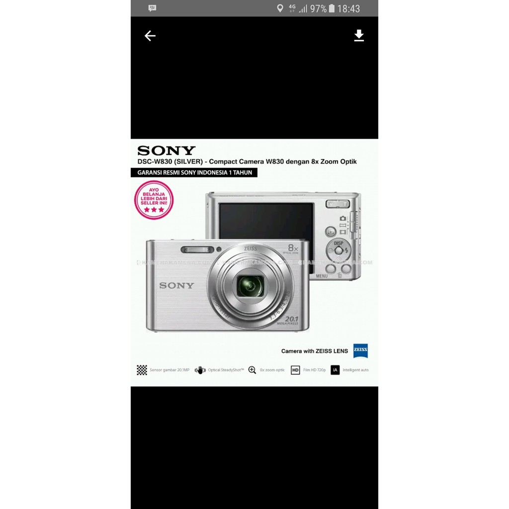 Unik Sony Cybershot 20 MP DSC W830 Diskon