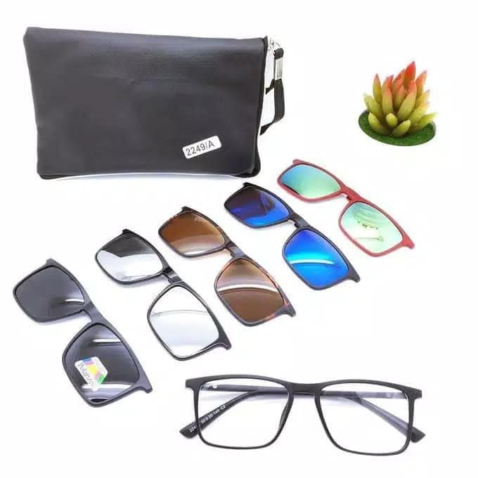 kacamata frame clip on wanita & pria 2249 6 lensa