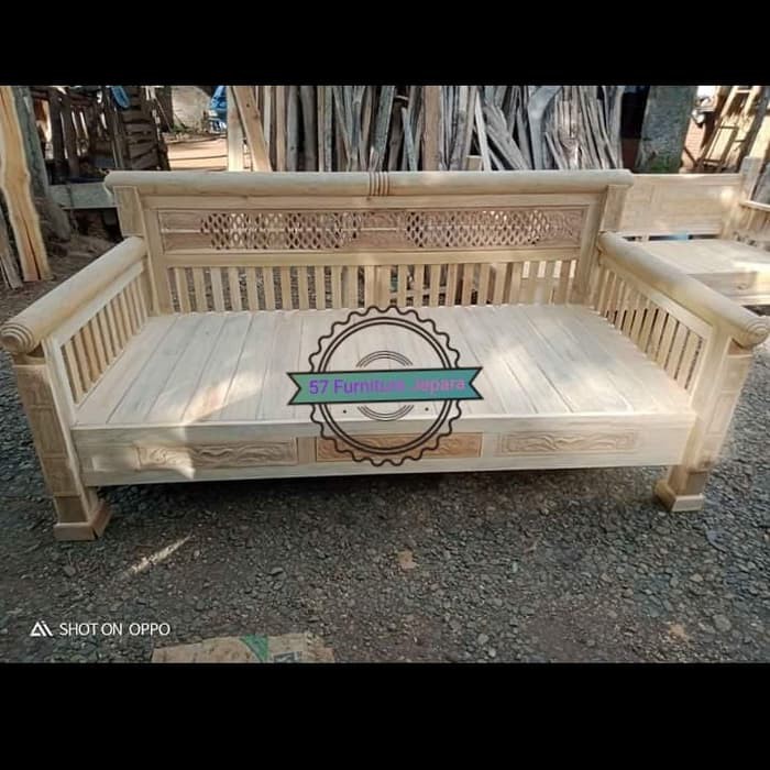 Kursi panjang antik kayu jati - Bale bale lincak mentahan