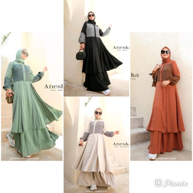 ANESKA (Set Tunik dan Rok)by Azzahra premium syar i
