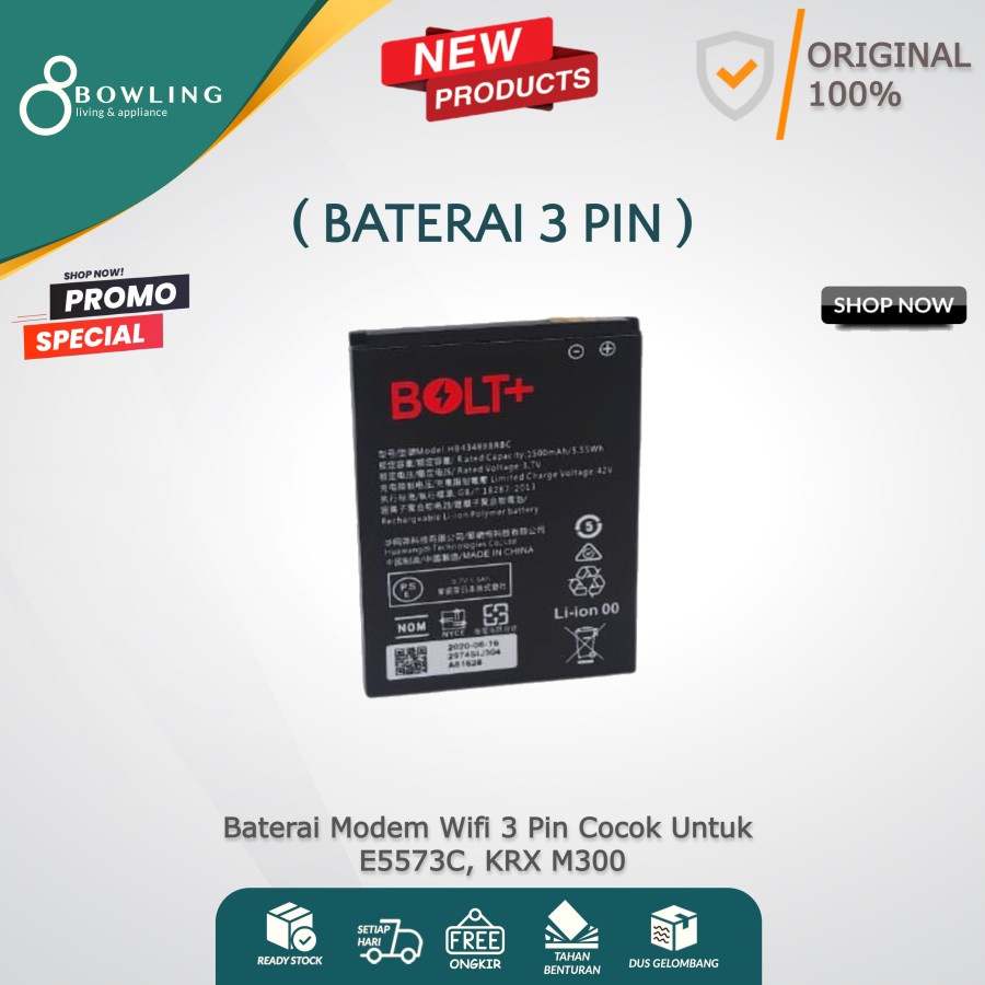 Baterai MiFi 1500 mAh 3 PIN Untuk Bolt+ E5573 Dan KRX M300