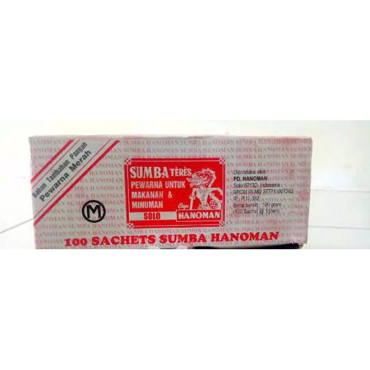 

Aneka Snack Sumba Teres Hanoman Pewarna Merah Kemasan Box ( 100 Sachet @1 Gram )