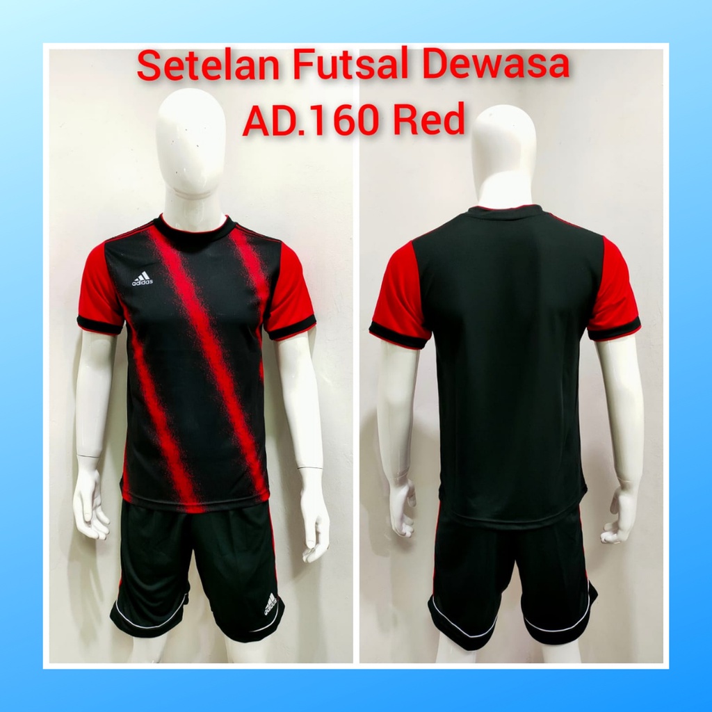 Kaos futsal pria jersey sepak bola baju dan celana setelan wanita dewasa t-shirt outfit seragam jarsey kostum olahraga pakaian apparel sport jersy soccer casual jersi suit AD160 merah