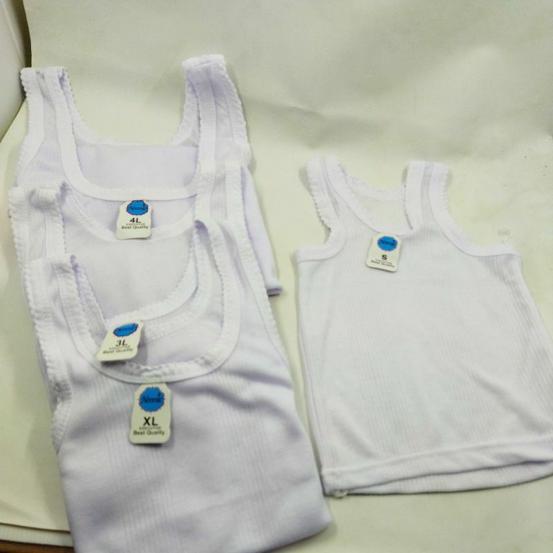 Kaos dalam singlet anak laki perempuan cewek cowok unisex PUTIH  S M L XL XXL 4L  TK SD SEKOLAH polos