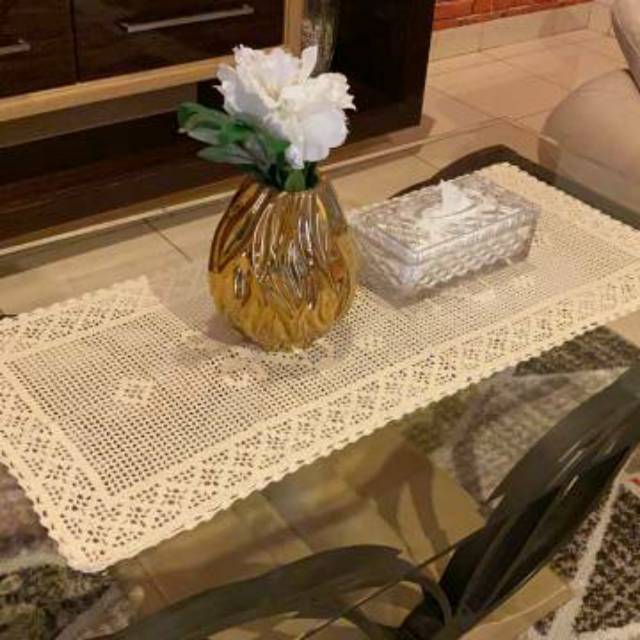 Taplak meja tamu/lover panjang  rajutan bukittinggi