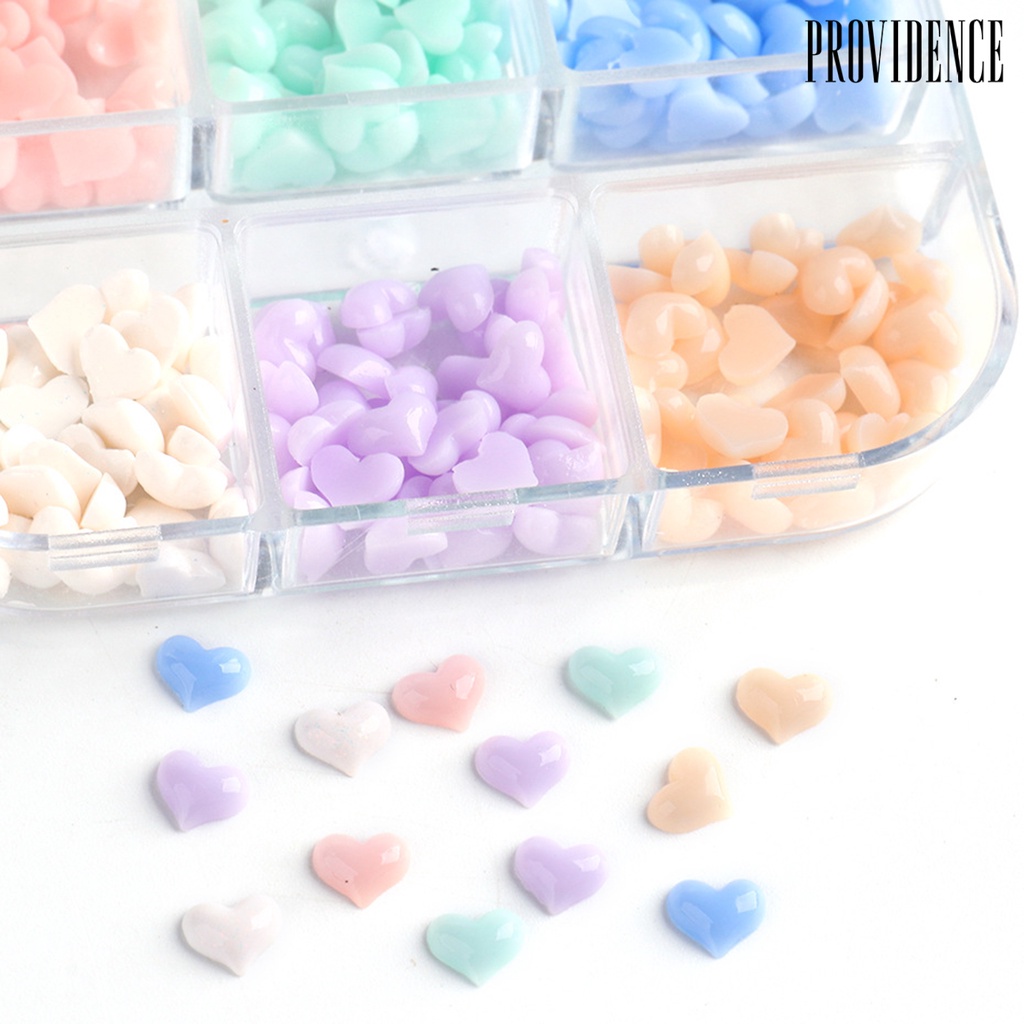 Providence 6Grids/Box Nail Heart Ornament Flat Back 3D Effect Color Changing White Pink Heart Nail Art Decorations Charms for Manicure