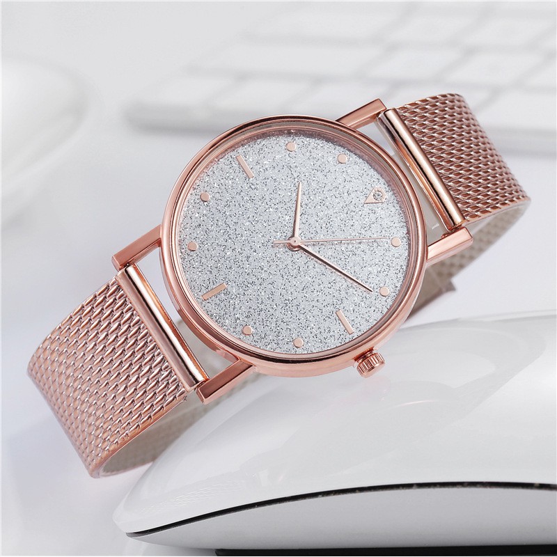 Jam Tangan Gliter Stainless Steel Wanita Quartz Fashion Korean Analog Casual Simple Import