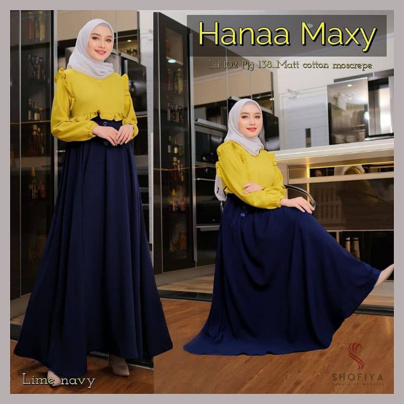 DRESS MUSLIM PEREMPUAN/HANNA DRESS/DRESS MUSLIM TERBARU/DRESS POLOS/DRESS KONDANGAN