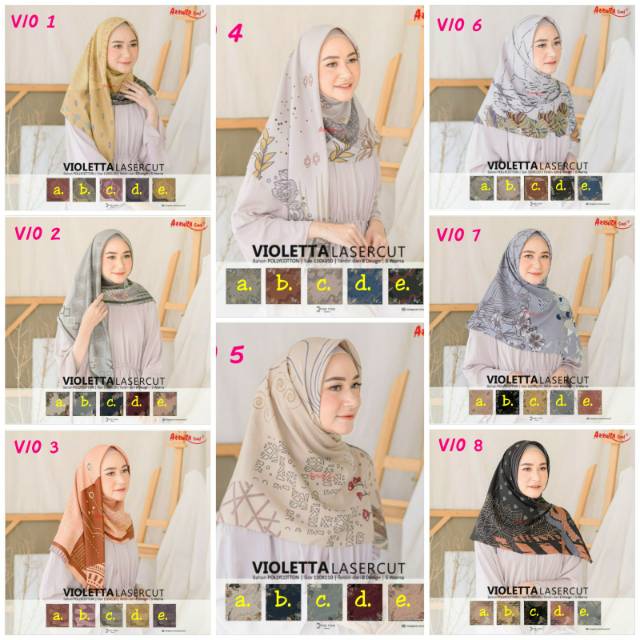 Hijab Segi Empat Violetta Azzura Lasercut