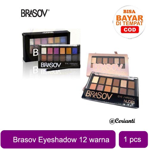 BRASOV Eye Shadow Palette 12 Colors - 01 02 Eyeshadow Perona Mata Shimmer &amp; Matte