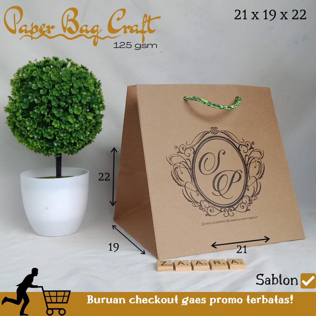 

Paper Bag Custom - 21 cm x 19 cm x 22 cm - Paper Bag Kado - Paperbag Sablon - Tas Souvenir
