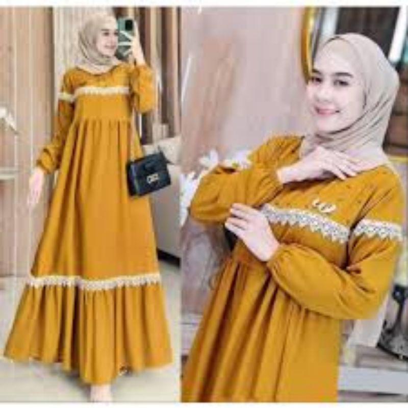 Yuhima dress renda fashion muslim remaja wanita