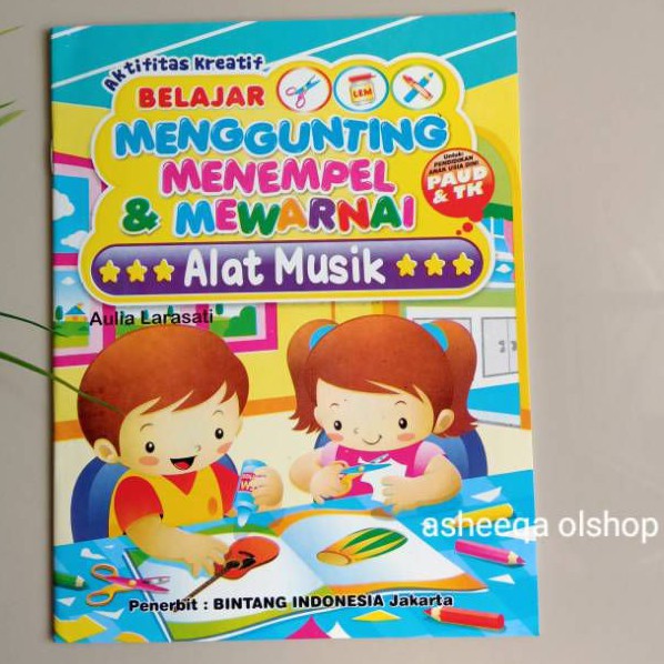 Buku aktifitas kreatif belajar menggunting menempel mewarnai Alat musik