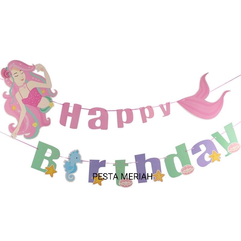 BANNER HAPPY BIRTHDAY MERMAID JUMBO / BANNER MERMAID JUMBO / BANNER HBD MERMAID JUMBO / BANNER HBD M
