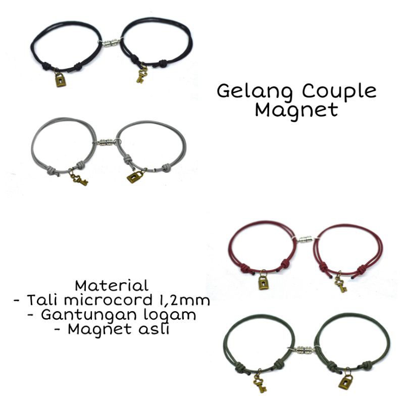 Gelang Couple Magnet Pasangan Sahabat Kunci Gembok 2 Pcs Premium