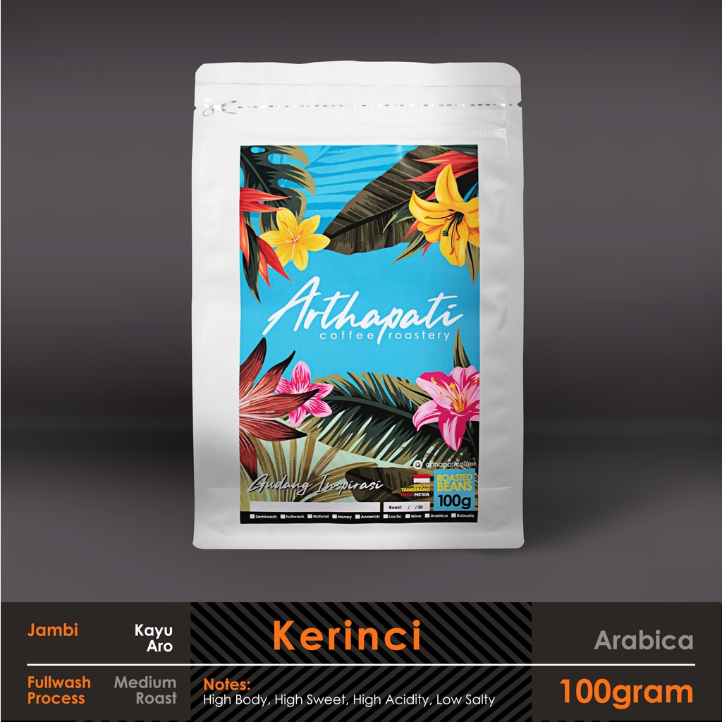 

Biji Kopi Kerinci Arabica Full Washed Arthapati Roasted Beans Coffee 100 gram