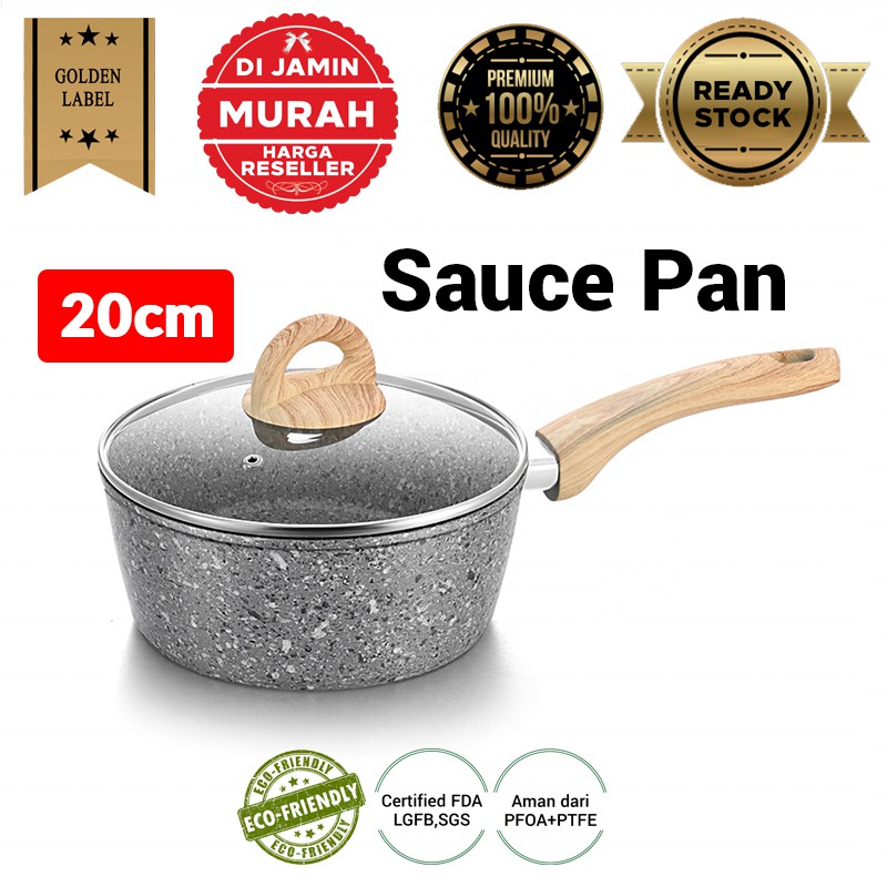 PANCI GRANIT PREMIUM SAUCE PAN GOLDEN LABEL 20CM ANTI LENGKET