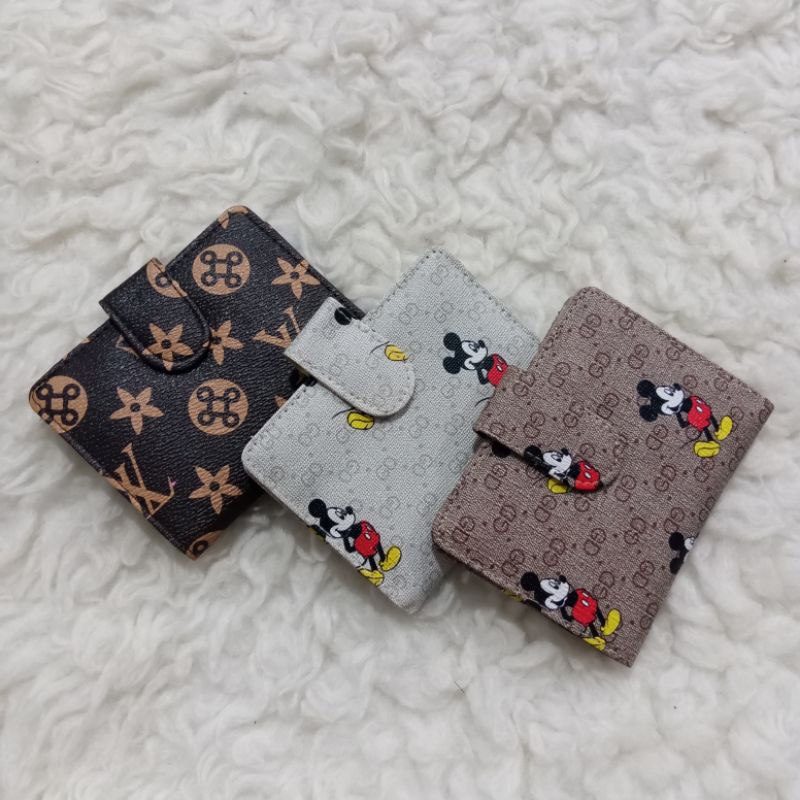 Dompet kartu Kancing 1 slot kartu 14 ada slot uang Kertas Murah Import Wanita Pria THR