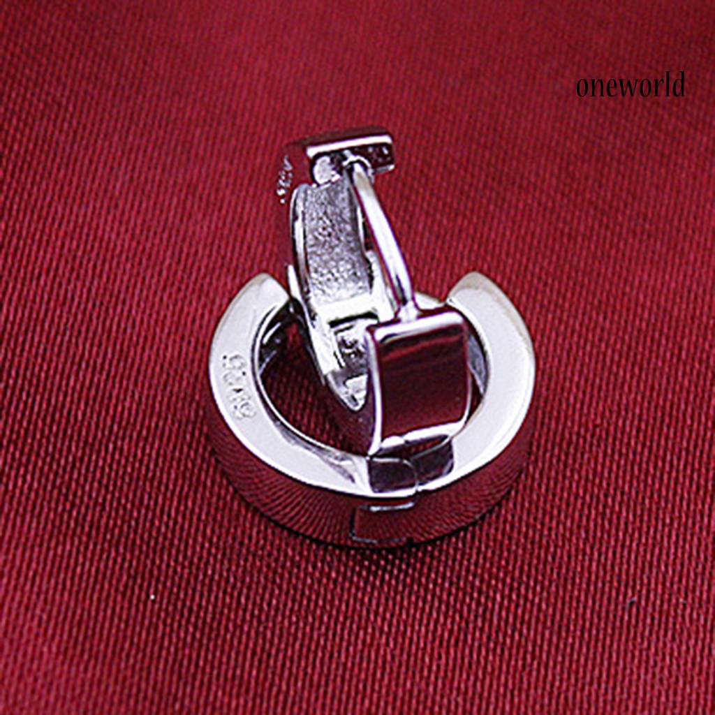 OW@ Earrings Round Hoop Design Simple Silver Plated Jewelry Gift Huggie Earrings for Daily Life