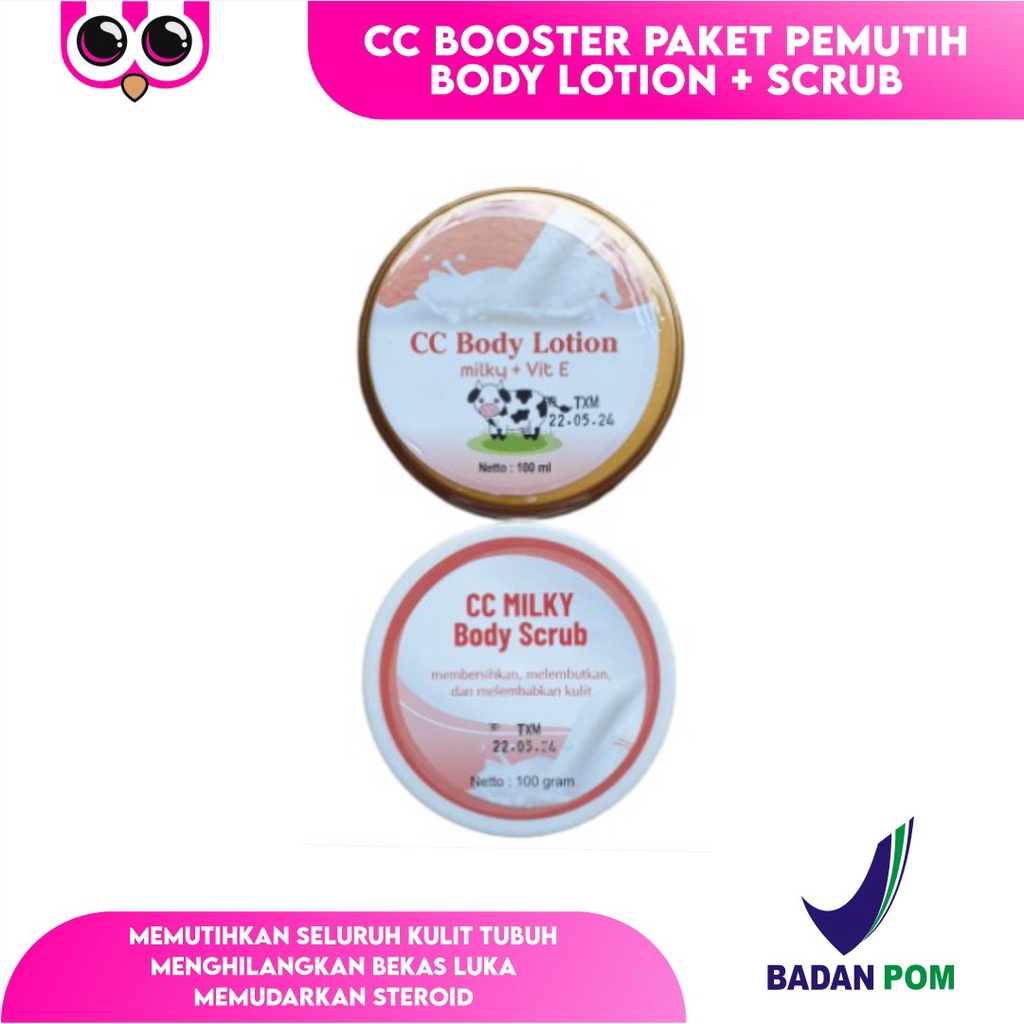 [ LOTION + SCRUB ] CC BOOSTER PAKET PEMUTIH BODY LOTION + SCRUB