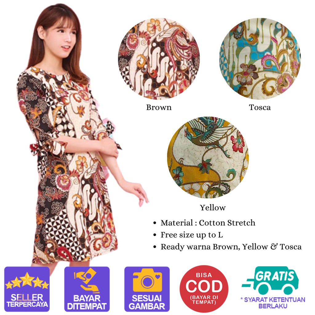 Lovelybutik Baju Batik Wanita Dress Baju Terusan Batik Wanita Selutut Dress Batik Modern Terbaru