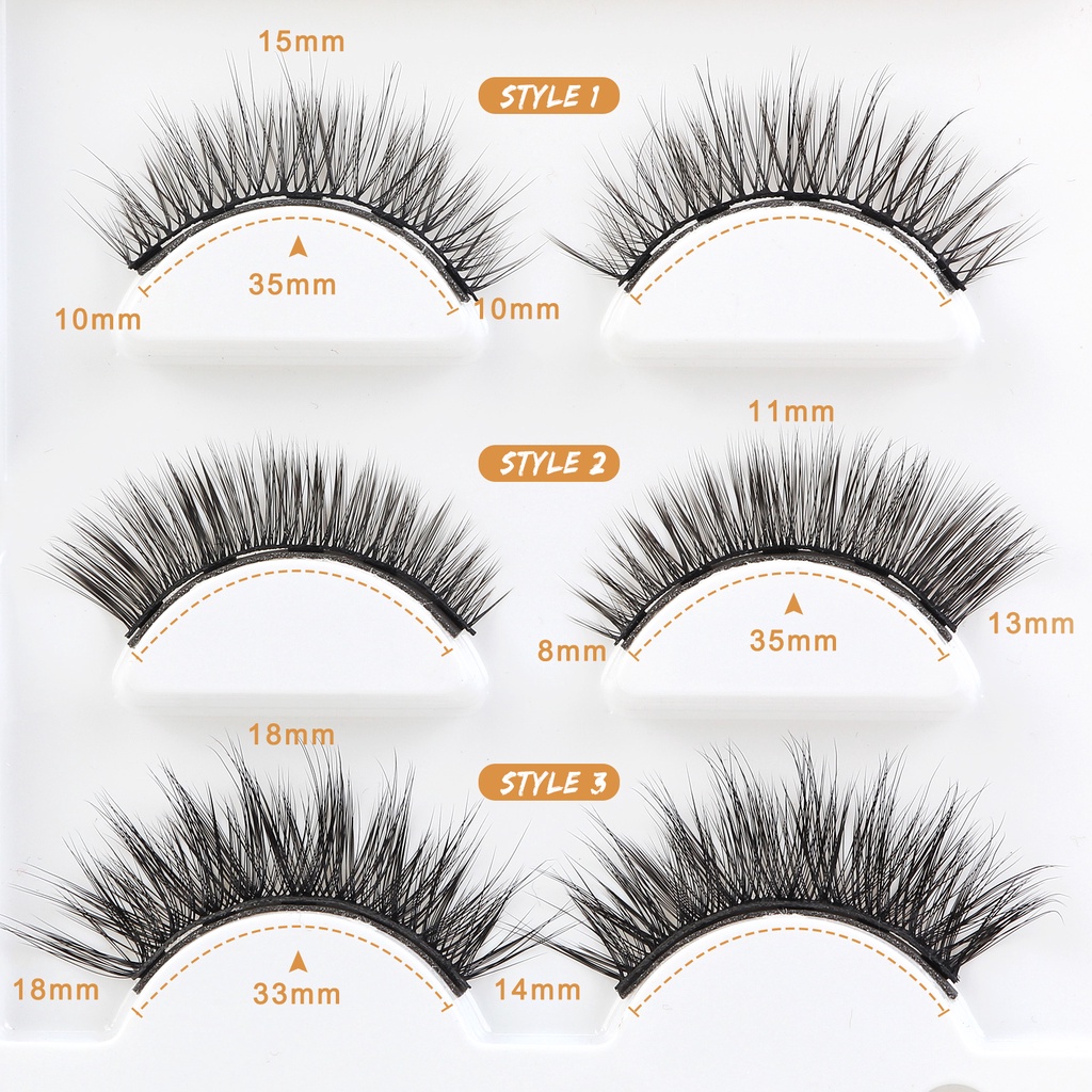 MAGEFY 3 Pasang/Set Bulu Mata Magnet 3D Bulu Mata dengan Alat 7137