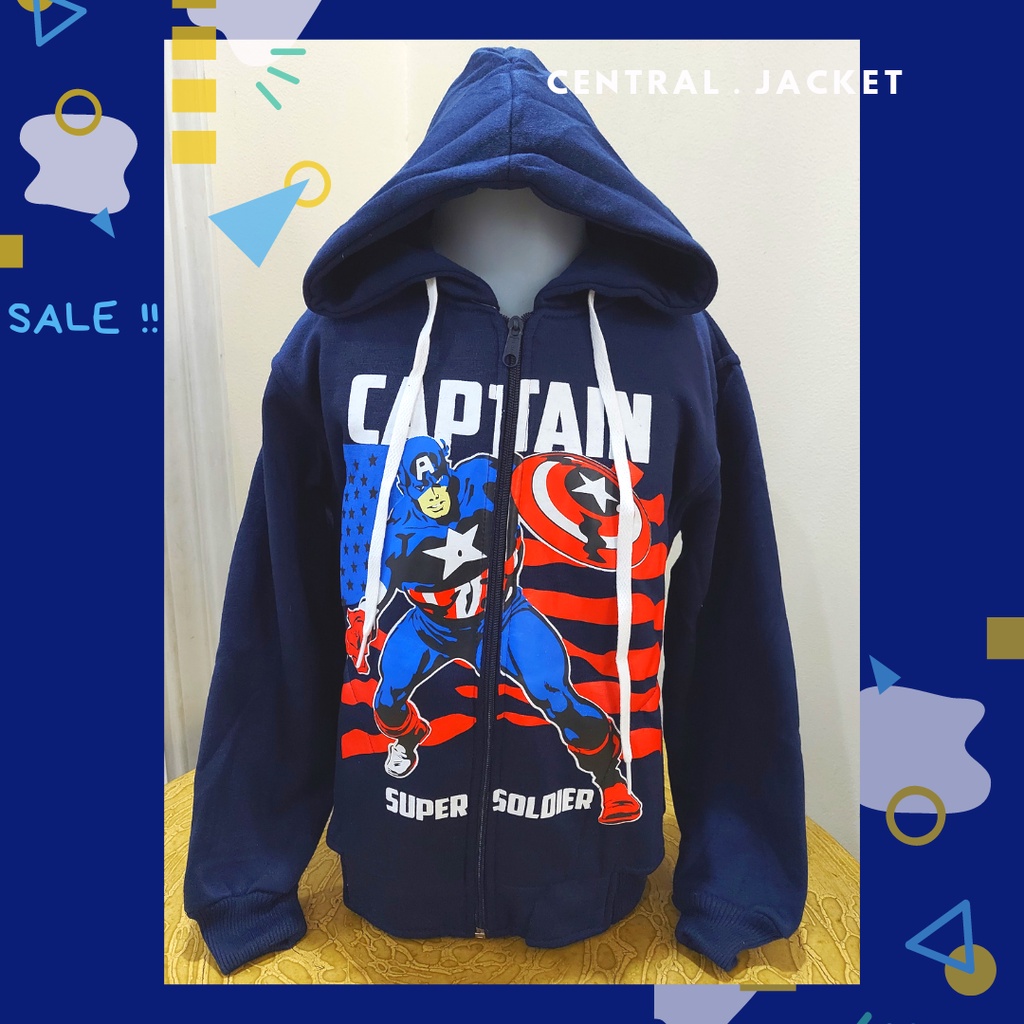 Jaket Anak Laki-laki Gambar Kartun Superhero  - Sweater Hoodie Anak Superhero Tebal