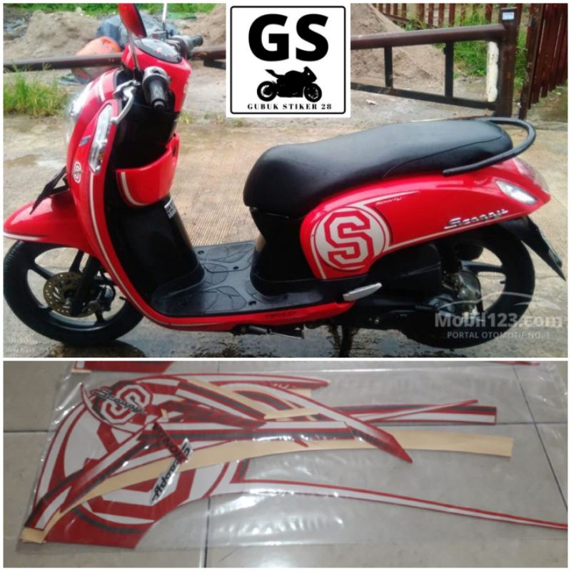 STRIPING STIKER LIS BODY MOTOR HONDA SCOOPY TAHUN 2015-2016 MERAH