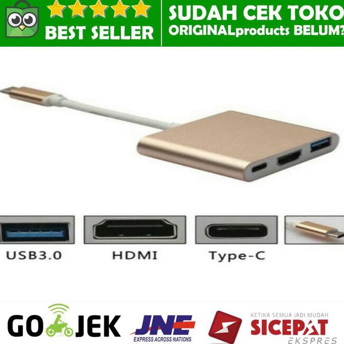 konektor converter usb type c to hdmi multiport new macbook 12 13 2016
